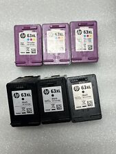 Lot 6 HP 63XL Black Tri-Color Ink Cartridge EMPTY NEVER REFILLED picture