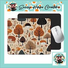 Mouse Pad Autumn Woodland Hedgehog Forest Anti Slip Back Easy Clean Sublimated picture