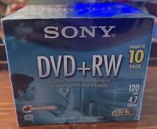 Sony 10 Pack DVD+RW 120 Minutes 4.7 GB Includes Jewel Cases NEW SEALED picture