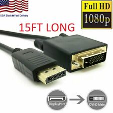 Display Port DP to DVI-D 24+1 Dual Video Cable 1080P Adapter Gold Plated PC 15FT picture