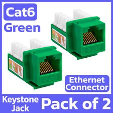 2 Pack Cat6 Keystone Jack Green Ethernet Network Cable Connector RJ45 Coupler picture
