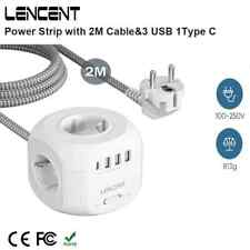 LENCENT EU Plug Power Strip with 4 AC Outlets 3 USB Port 1 Type C 2M Cable picture