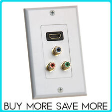 HDMI Wall Plate A/V Component or Composite 3 RCA Faceplate TV DVD 4K HD White picture