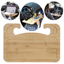 2 in 1 Car Steering Wheel Desk Bamboo Double Side Steering Wheel Tray for Laptop picture