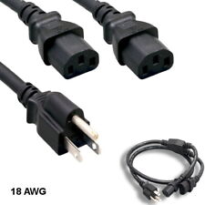 10 feet 18AWG AC Power Splitter Cable NEMA 5-15P to 2xIEC-60320 C13 10A/125V SJT picture