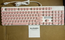 Keyboard Surmen V300 Pink White Retro Version Wired Gaming/PC-Lights Up picture
