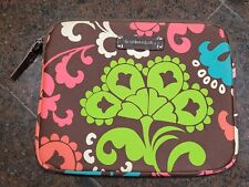 Vera Bradley Neoprene Zippered Tablet  Sleeve Lola Brown Coral Lime Bag Flower picture