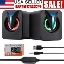 Wired Computer Speakers RGB LED Stereo Bass Sound 3.5mm USB for Desktop Laptop picture