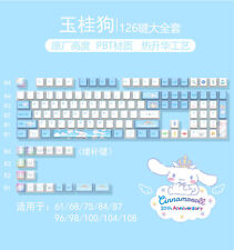 Cartoon Cute Cinnamoroll PBT Keycaps 126 Keys Full Set For Mechanical Keyboard picture
