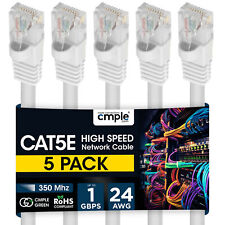 5 Pack Cat5e Patch Cable 1.5-15ft Premium Ethernet Cord for Home & Office White picture
