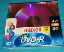 MAXELL COLOR DVD-R 10 PACK 4.7GB 120 MIN BRAND NEW FACTORY SEALED  picture