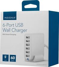 NEW INSIGNIA 60W 6-Port USB Wall Charger with Smart Charging WHITE picture