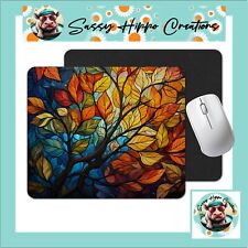 Mouse Pad Autumn Leaves Stained Glass Fall Abstract Anti Slip Back Easy Clean picture