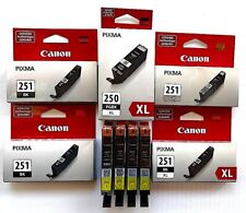 9 Genuine Canon Printer Ink PGI-250 Black, 251 black + yellow NEW Unopened Box picture