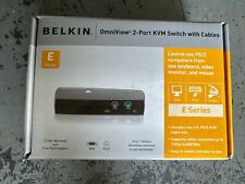 New In Box Belkin OmniView 2-Port KVM Switch With Cables E Series F1DB102P2-B picture