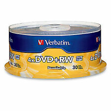 Verbatim DVD+RW Discs 4.7GB 4x Spindle 30 Pack 94834 NEW SEALED picture