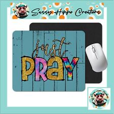 Mouse Pad Just Pray Rustic Wooden Christian Anti Slip Back Easy Clean Sublimated picture
