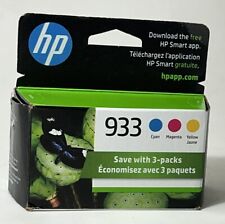 HP Original Ink 933 Exp: Jan 2024 Cyan Magenta Yellow 3 Pack Genuine Cartridges picture