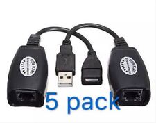 lot 5 USB Extension Ethernet RJ45 Cat5e/6 Cable Adapter Extender Over Repeater  picture
