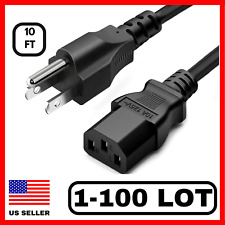 Lot 1-100 AC 3 Prong Universal Power Cord Long 10FT Cable For Computer Xbox Dell picture