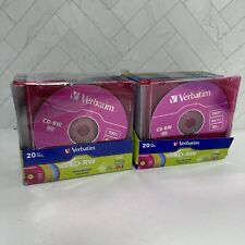 Verbatim CD-RW Discs 700MB 4X Slim Case Assorted Colors 20Pack #94300 x2 picture
