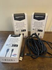 Lot Of 3 - Amazon Basics USB-C 2.0 To USB-A Cables 10 Feet Each Nintendo Switch picture