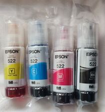 Genuine Epson 522 Ink Bottles 4 Pack. Color Black, Cyan, Magenta, Yellow.  picture