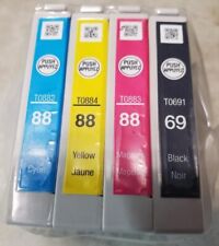 Set of 4 GENUINE Epson 69 Black and 88 Cyan Magenta Yellow Inkjets NO OUTER BOX picture