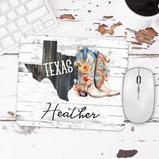 Cowgirl Boots Desk Decor, Texas Map Mouse Pad, Western Office Gift For Women picture