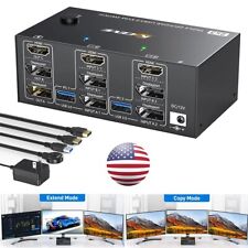 8K 4K Triple Display DP/HDMI USB 3.0 KVM Switch for 2 Computers Share 3 Monitors picture