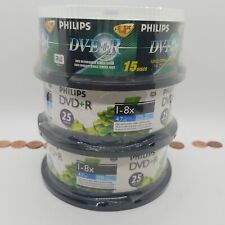 65 TOTAL count PHILIPS DVD+R DVDR 1-4x 15 Discs Blank Media 4.7GB 120Min 3 Cases picture