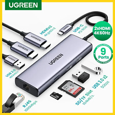 Ugreen USB C Hub 4K 60Hz to 2xHDMI 2.0 RJ45 3.0 PD Adapter MacBook iPad Pro PC picture