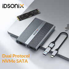 IDsonix Dual Bay M.2 NGFF / NVMe SATA SSD to USB 3.2 External Case HDD Enclosure picture