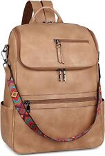 FADEON Laptop Backpack for Women Leather Travel with Camel Brown  picture