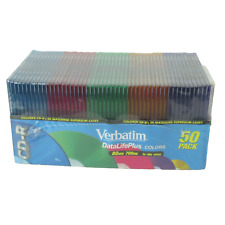 Verbatim Colors 50 Pack CD-R Blank Disks 93935 80 Min 700 mb Super Slim Cases picture