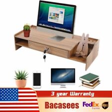 Wood Monitor Riser w/ Drawer Computer/Laptop/PC Stand for Desk Organizer picture