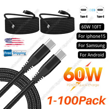 Braided USB C To USB C Fast Charger PD 60W Dual Type C Charging Data Cable Lot picture