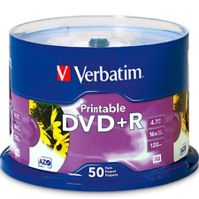 NEW 50x Verbatim DVD+R 4.7GB 16X White Printable Pack Discs CD picture