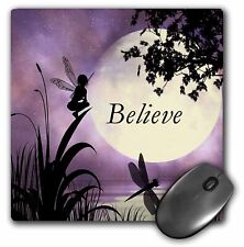 3dRose Believe, Fairy With Dragonflies With Moon And Purple Sky MousePad picture