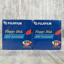 2 TEN PACKS (20) Fujifilm Floppy Disk 2HD IBM 3.5” Color Formatted Disks Sealed  picture