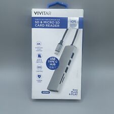 Vivitar Aluminum USB Type C Hub 6 In 1 SD & Micro SD Card Reader Plug & Play NEW picture