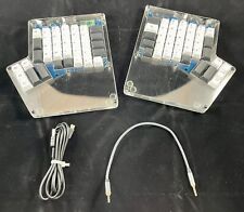 Ergodox DIY Keyboard w/ Cherry Blue Switches, White Keycaps, Clear Acrylic Case picture