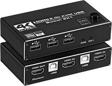 HDMI KVM Switch, 4K@60Hz USB Switch 2x1 HDMI2.0 Ports + 3X USB KVM Ports, Share  picture