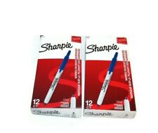 Lot Of 2 Sharpie 32703 Blue Fine Point 12 Pack Permanent Markers picture