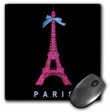 3dRose Hot Pink Paris Eiffel Tower from France with girly blue ribbon bow - Blac picture