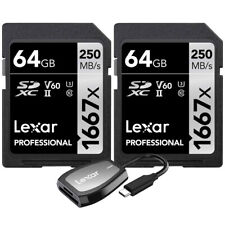 Lexar Professional 1667x 64GB SDXC UHS-II Memory Card (2-Pack) + USB-C Reader picture
