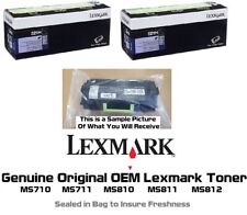 2 Partially New Genuine Lexmark 521H Toners MS710 MS711 MS811 SEALED 45% 52D1H00 picture