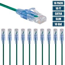 10 Pcs 10FT CAT6A RJ45 Slim Ethernet LAN Network Cable Copper Wire 30AWG Green picture