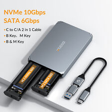 iDsonix Dual-Bay M.2 NGFF/NVMe SATA SSD Hard Drive Enclosure USB3.1 Gen2 10Gbps picture