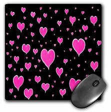 3dRose Pink Hearts on Black MousePad picture